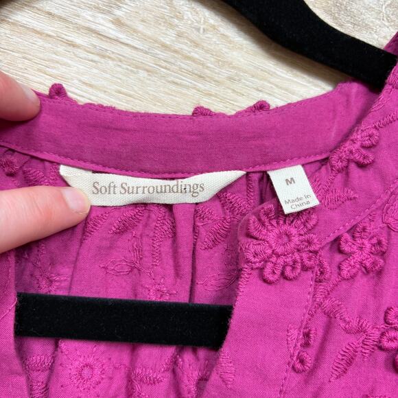 Soft Surroundings Sunny Day Floral Applique Blouse Women’s M Color Pink - Picture 4 of 5